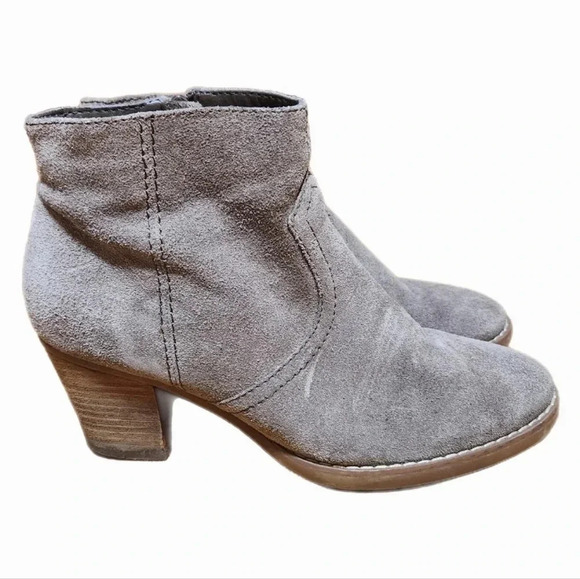Crown Vintage Grey Suede Leather Heel Booties - Picture 1 of 8